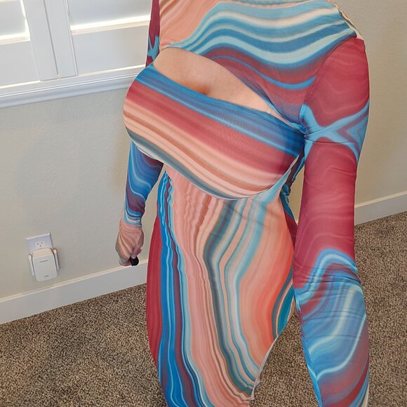 AFRM Matera Rent The Runway Mesh Midi Maxi Dress With Shrug Size XS - Picture 4 of 4